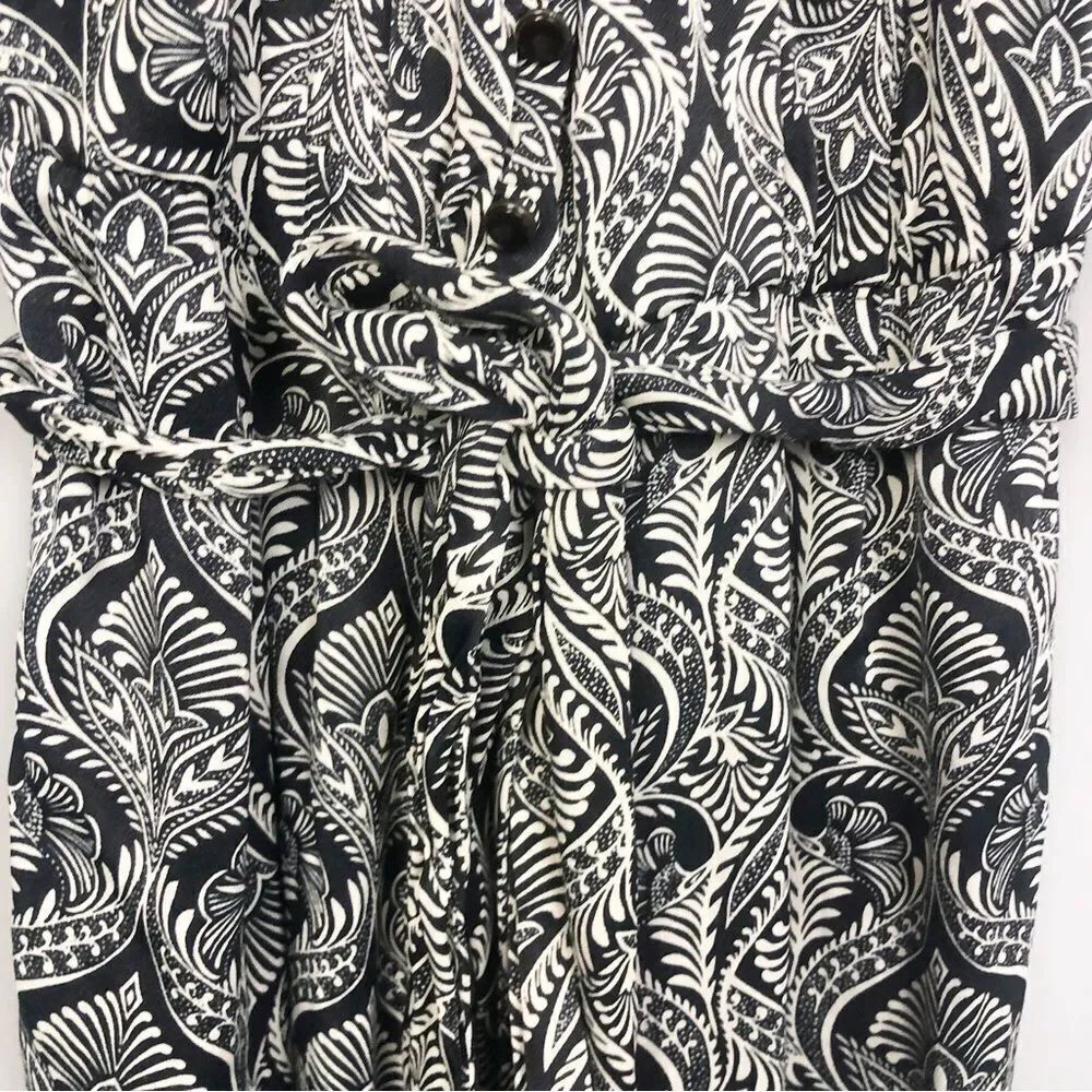 ANTHROPOLOGIE | Zadie Black & White Patterned Belted Jumpsuit Women’s Size 0 - Picture 6 of 14